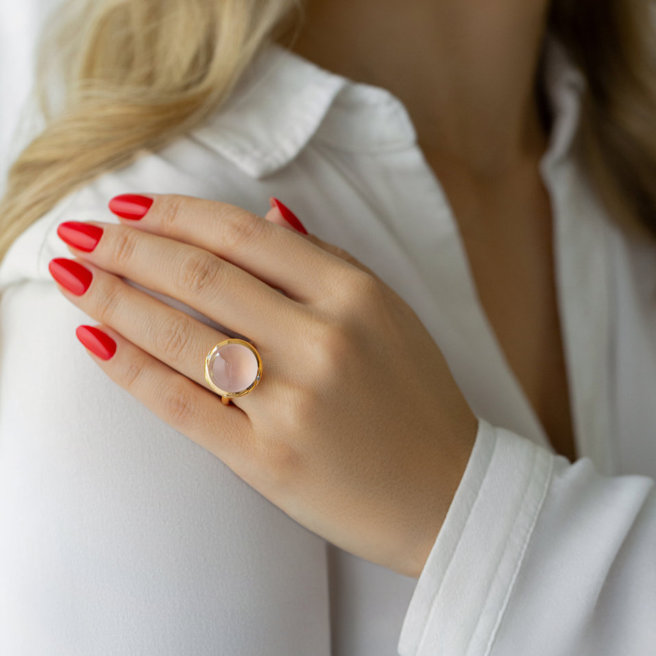 Prsteň s diamantmi a růženínom Dreams of Dawn