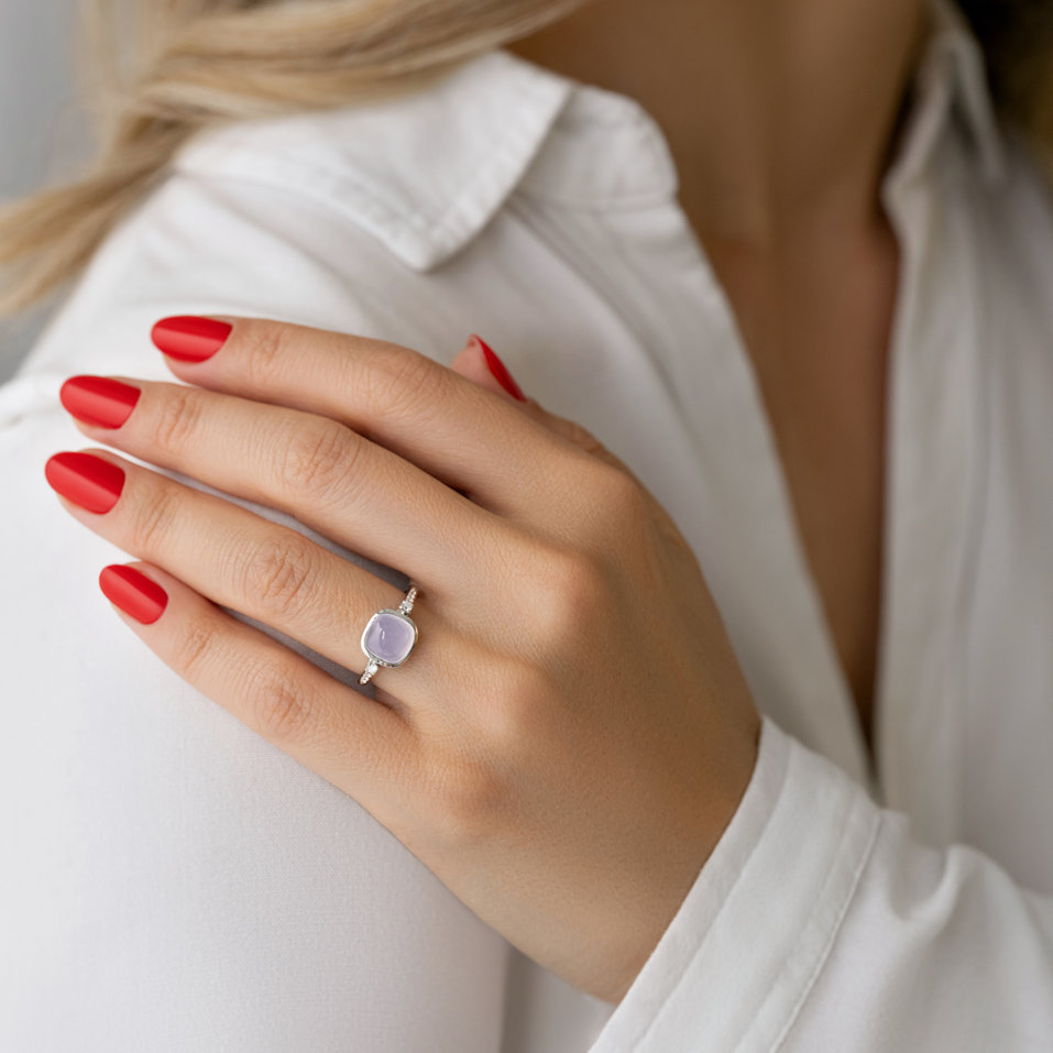 Prsteň s chalcedonom a diamantmi Mistress Elegance