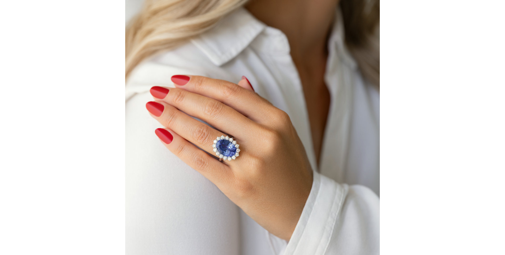 Prsteň s tanzanitom a diamantmi Sky Goddess