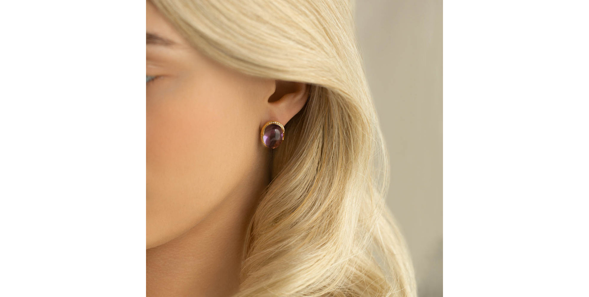 Náušnice s ametystom diamantmi Mystic Blossom