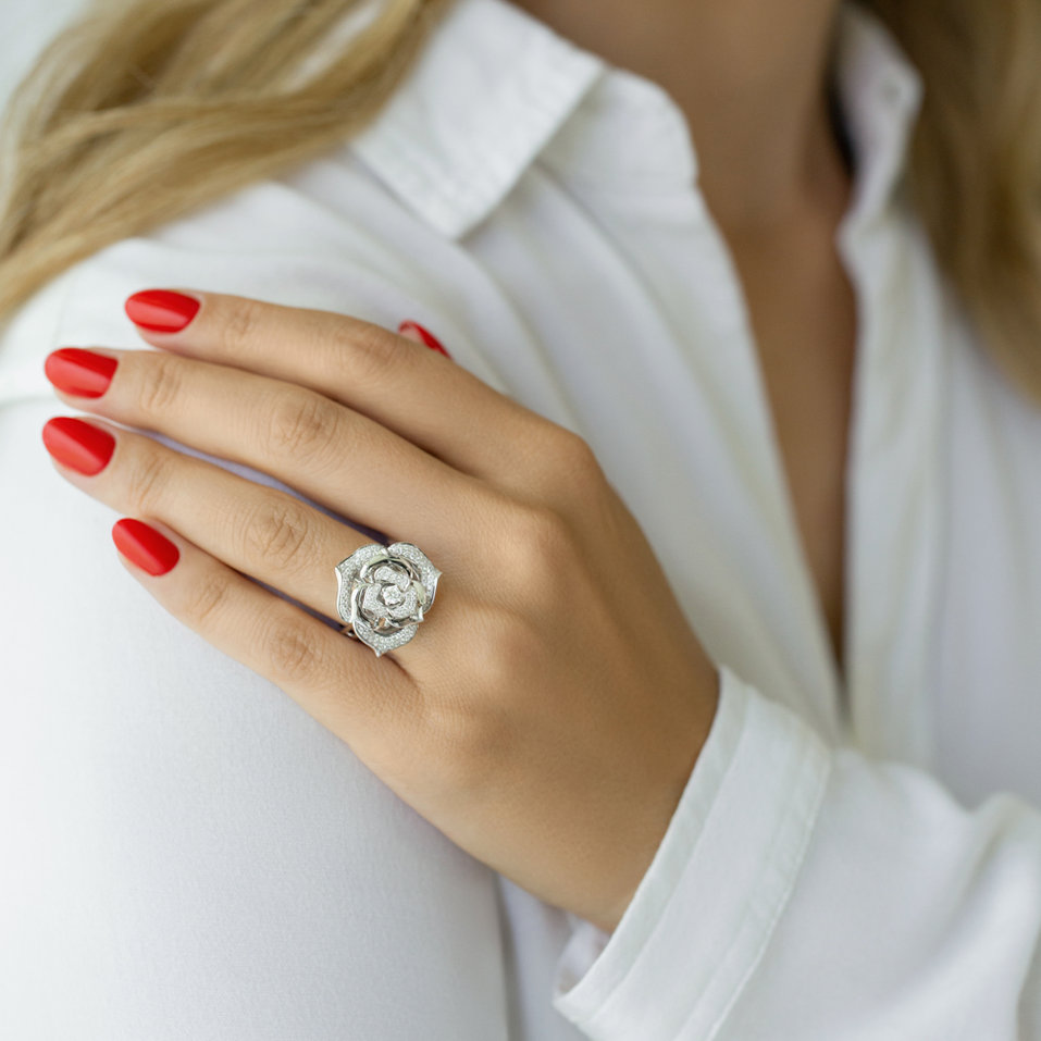Prsteň s diamantmi Delicate Rose