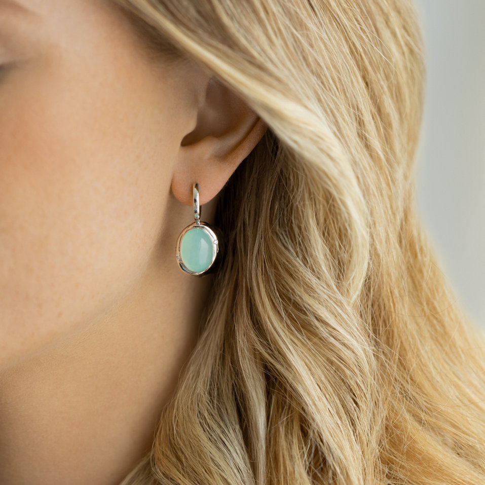 Náušnice s chalcedonom a diamantmi Gem Spirit