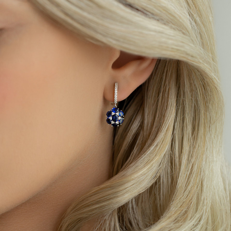 Náušnice s diamantmi a zafírmi Sapphire Disco