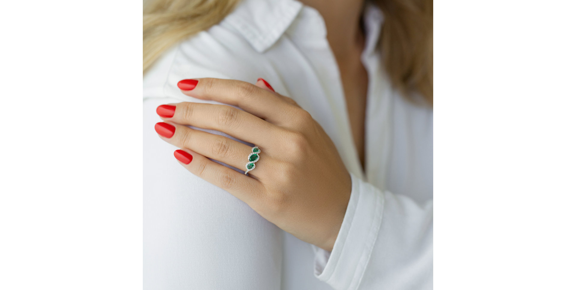 Prsteň s diamantmi a smaragdmi Cassidy