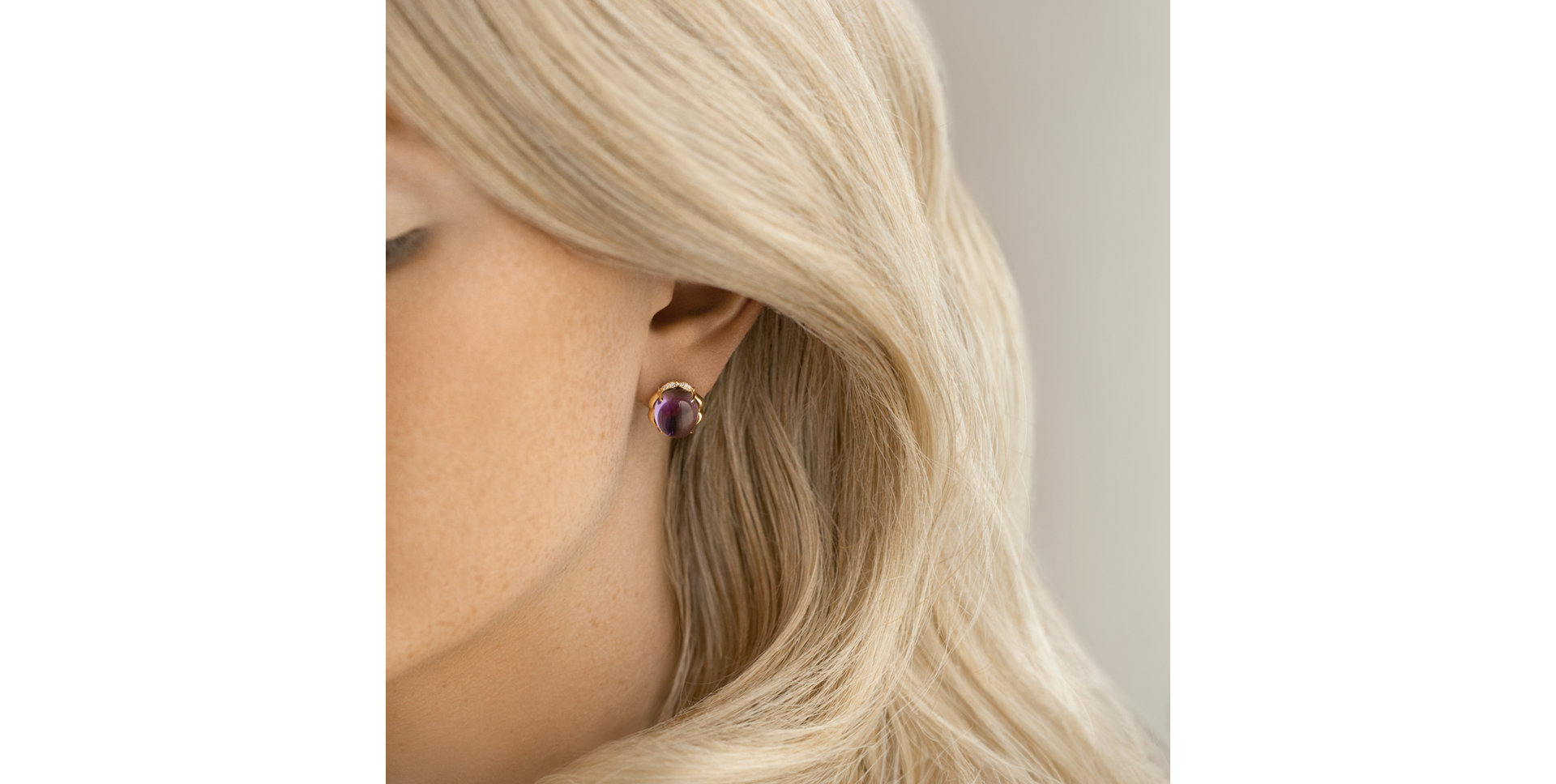 Náušnice s diamantmi a ametystom Bloomira