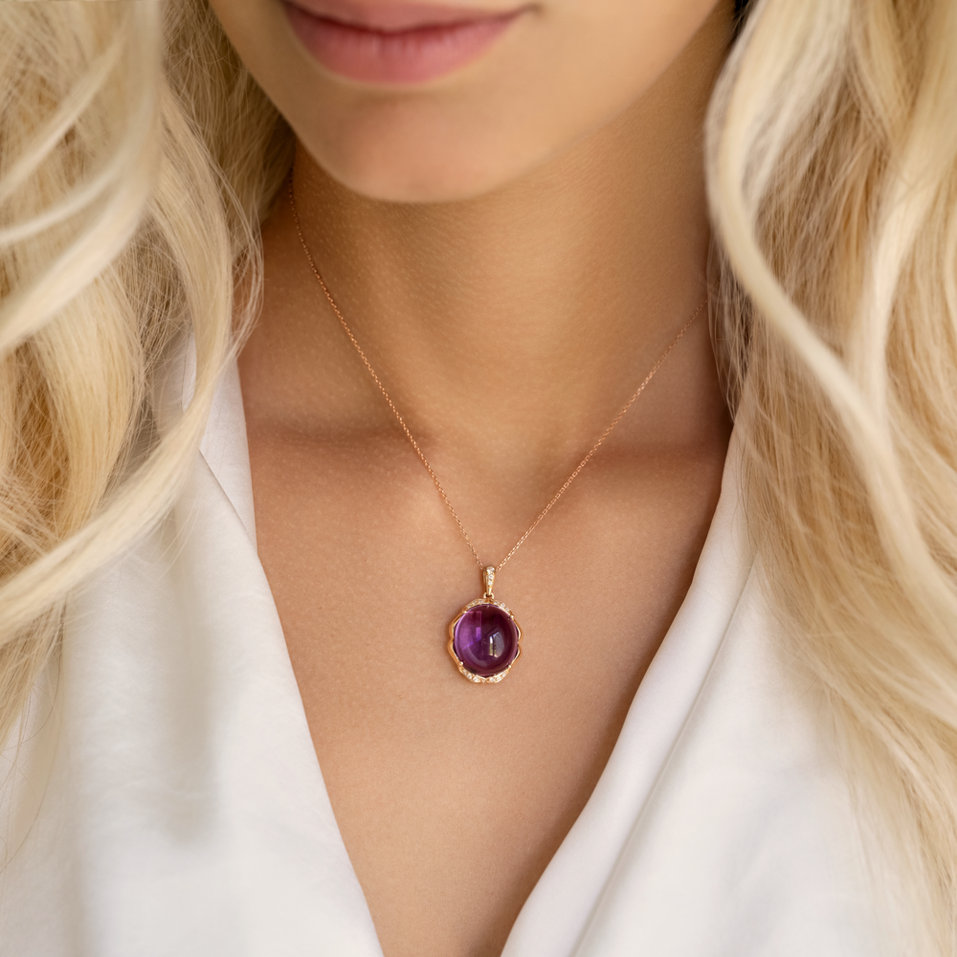 Přívěsok s ametystom a diamantmi Magic Mirror