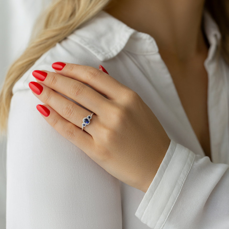 Prsteň so zafírmi a diamantmi Denijs