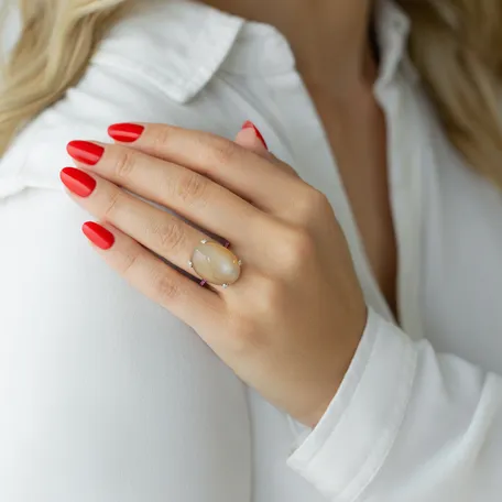 Prsteň s mesačným kameňom, diamantmi a zafírmi Noble Gem