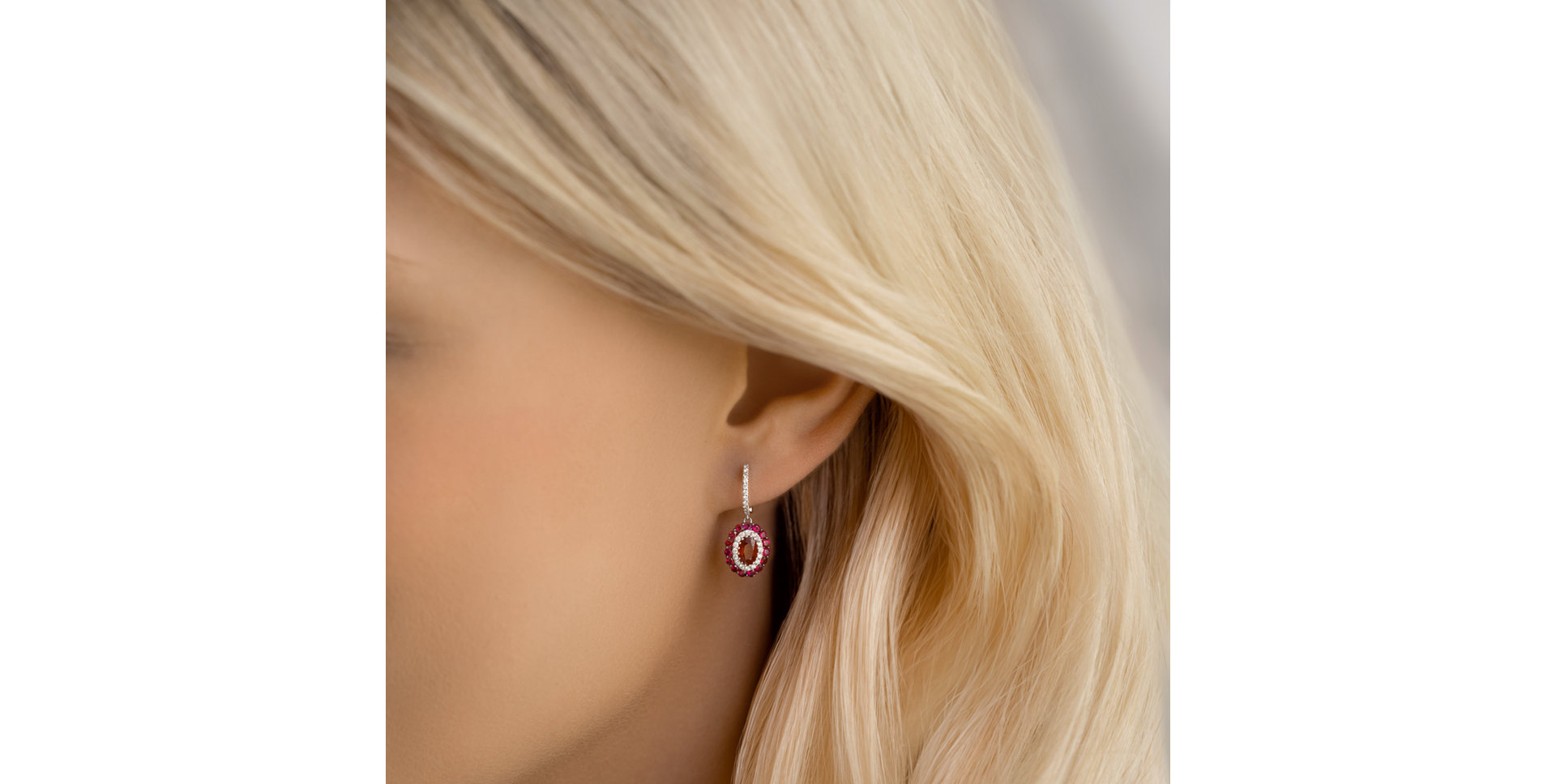 Náušnice s diamantmi a rubínmi Courage