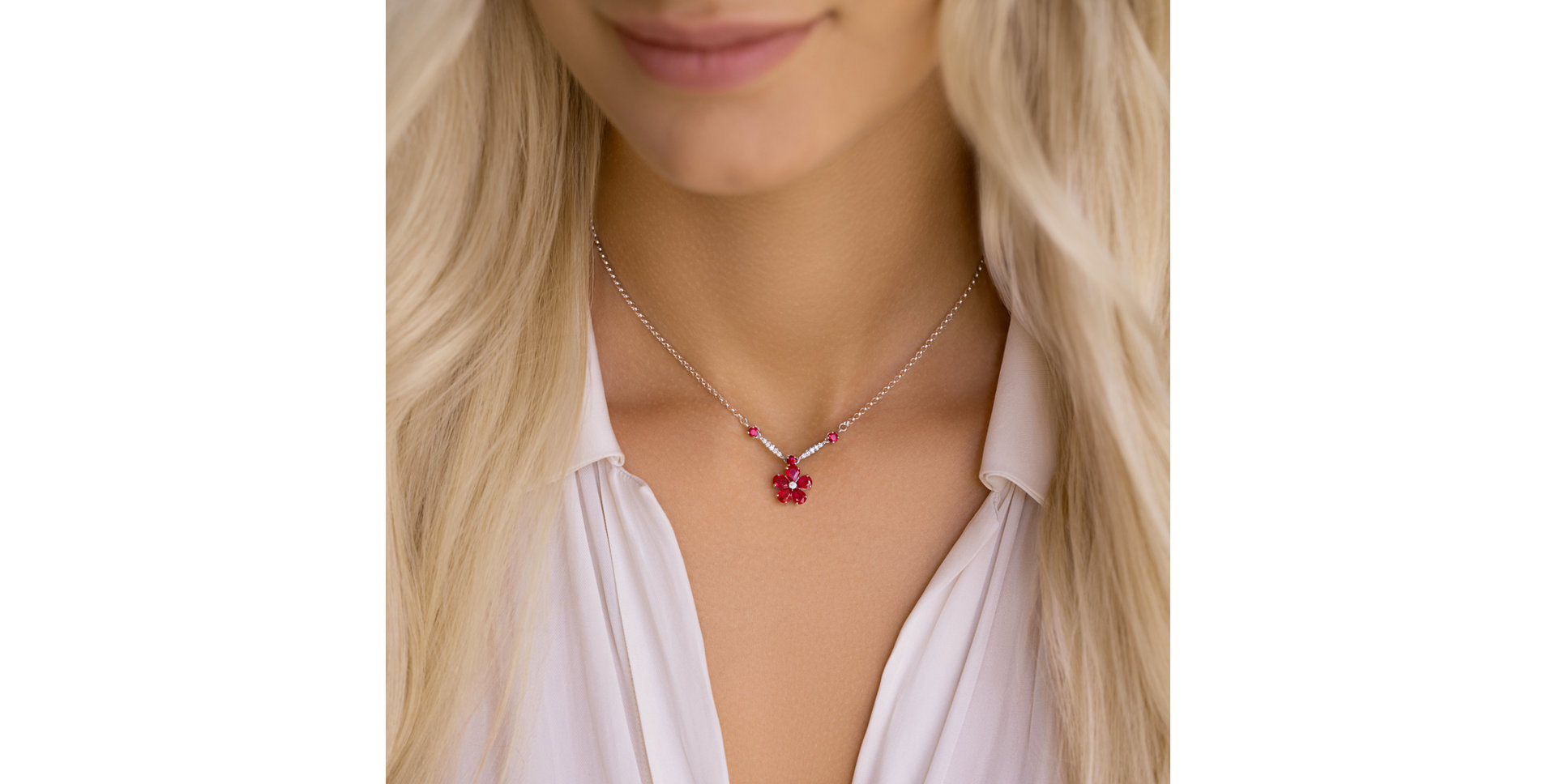 Náhrdelník s diamantmi a rubínmi Radiant Meadow