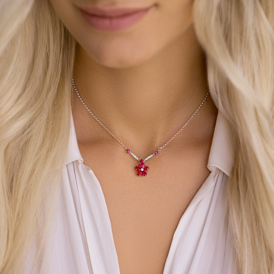 Náhrdelník s diamantmi a rubínmi Radiant Meadow