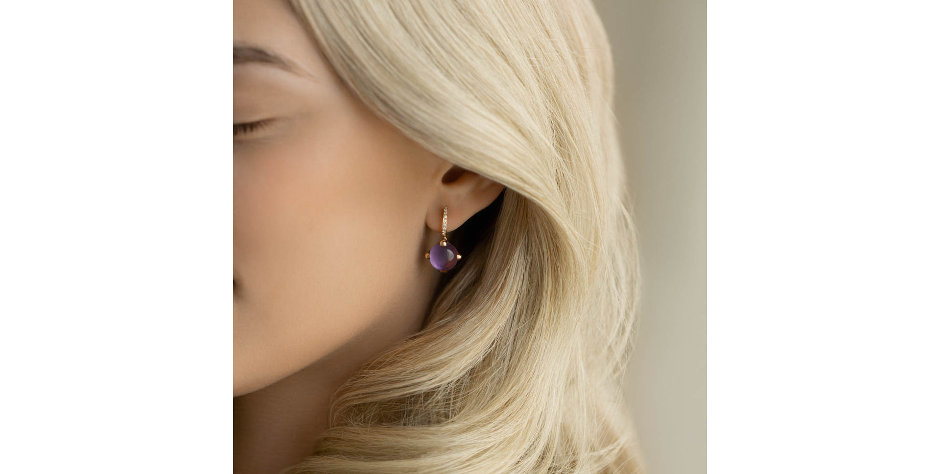 Náušnice s ruženínom a diamantmi Rainbow Space