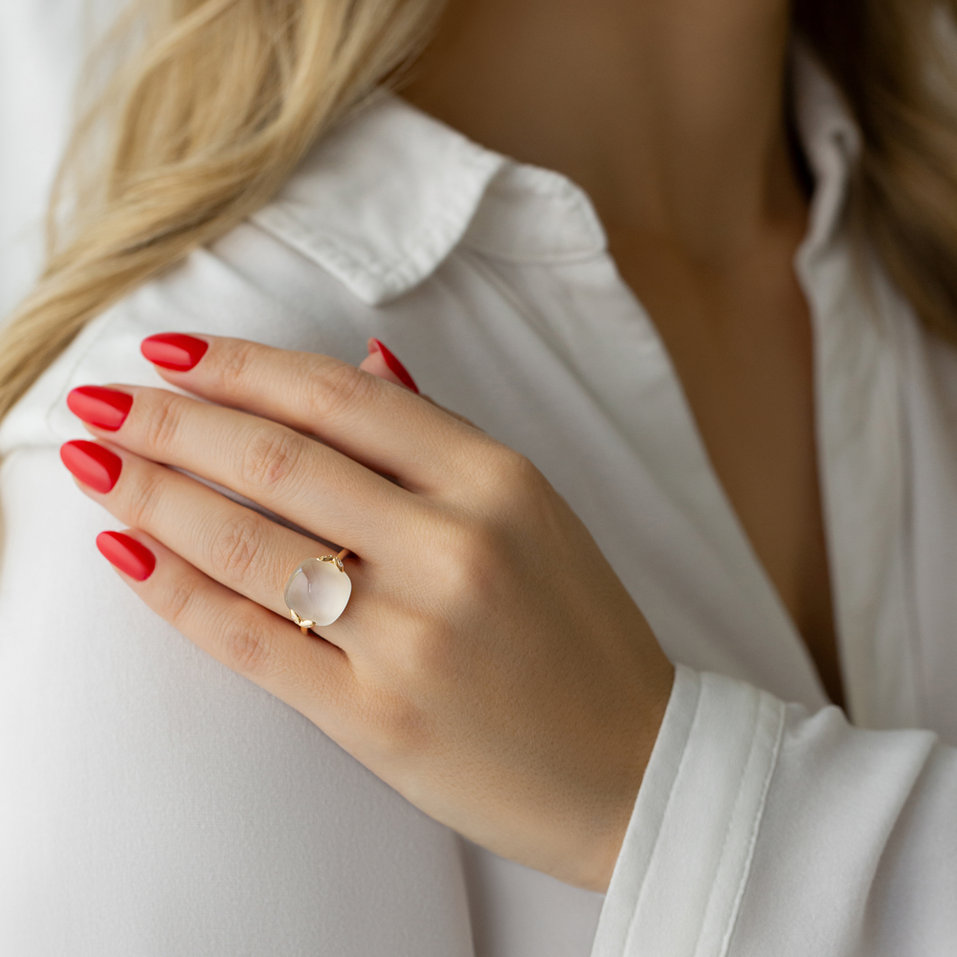 Prsteň s diamantmi a mesačným kameňom Moonith