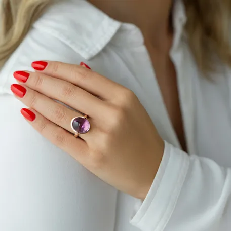 Prsteň s chalcedonom a diamantmi Fairytale Drop