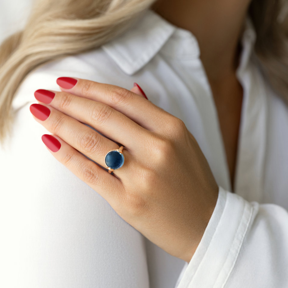 Prsteň s chalcedonom a diamantmi Fairy Blossom