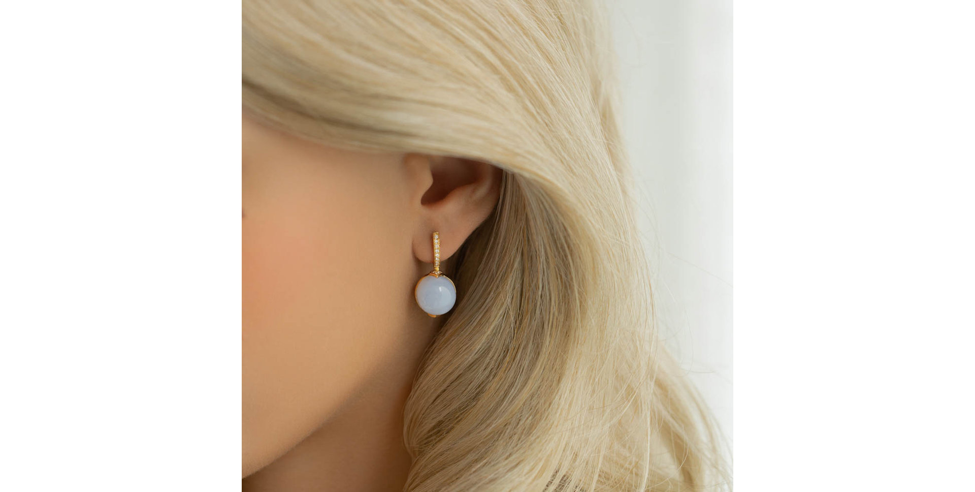 Náušnice s quartzom a diamantmi Fairy Blossom