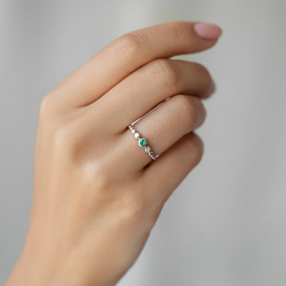 Prsteň s diamantmi a zafírom Shiny Triple