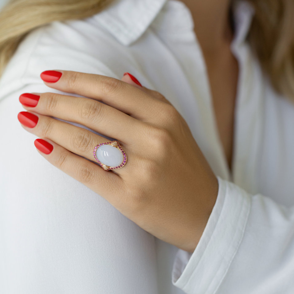 Prsteň s diamantmi, ametystom a zafírmi Baroque Essence