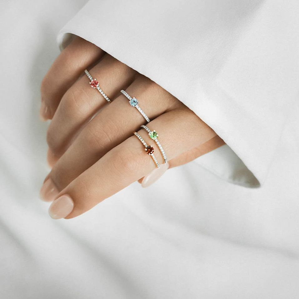 Prsteň s diamantmi a topásom swiss Gem Simplicity