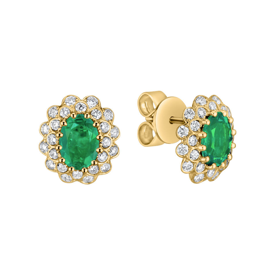 Náušnice s diamantmi a smaragdom Fairy Goddess
