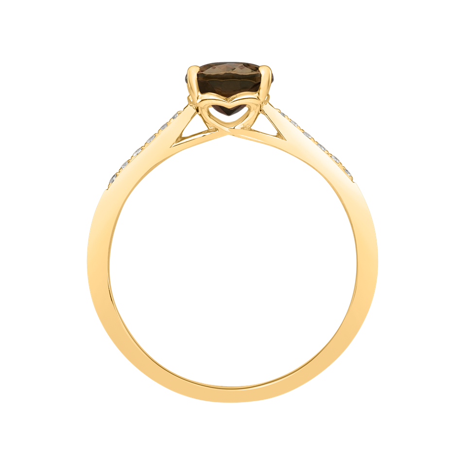 Prsteň s diamantmi a smoky quartzom Bonbon