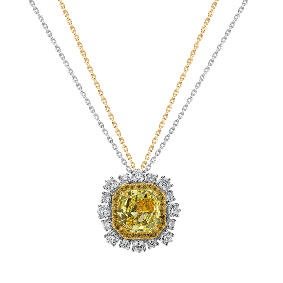 Prsteň s bielymi a žltými diamantmi Golden Sun