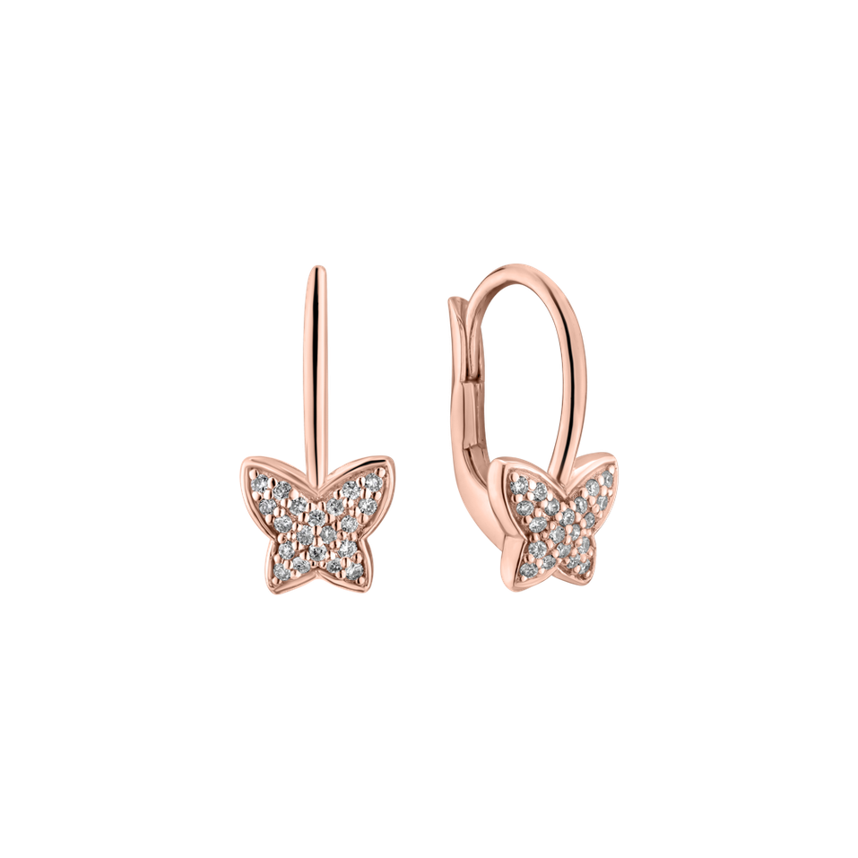 Náušnice s diamantmi Sparkle Butterfly