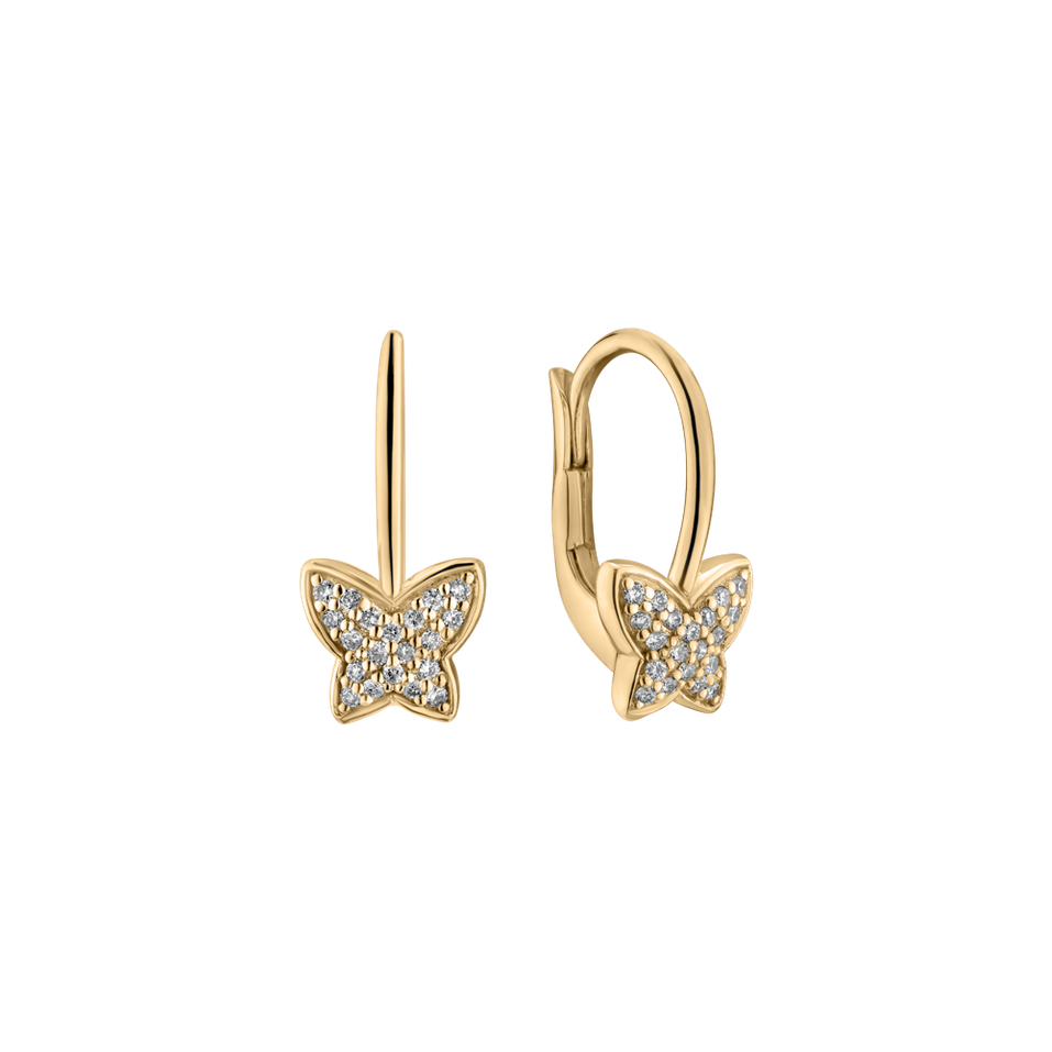 Náušnice s diamantmi Sparkle Butterfly