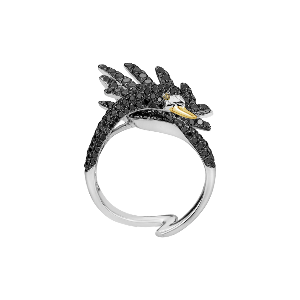 Prsteň s čiernymi diamantmi Black Swan