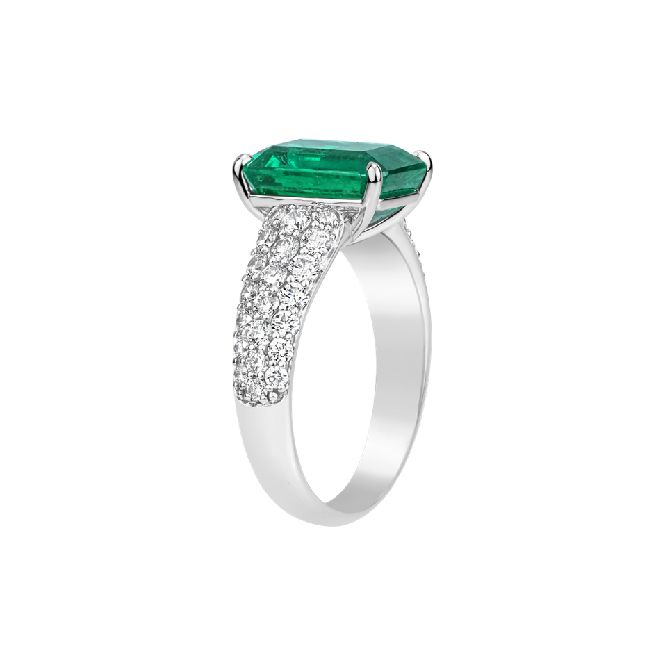 Prsteň s diamantmi a smaragdom Diamond Whisper