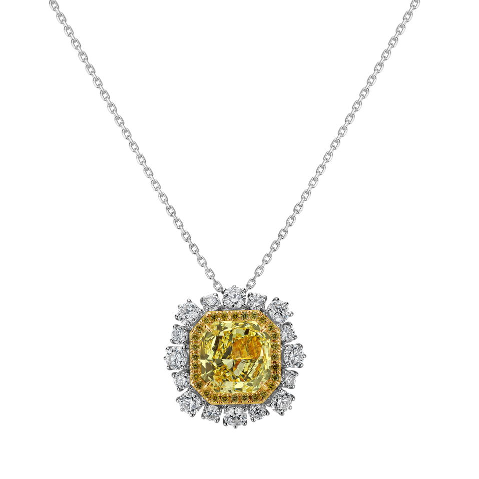 Prsteň s bielymi a žltými diamantmi Golden Sun