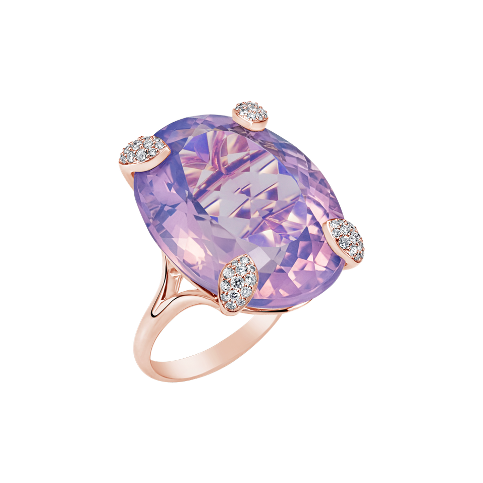 Prsteň s diamantmi a ametystom Lavender Essence