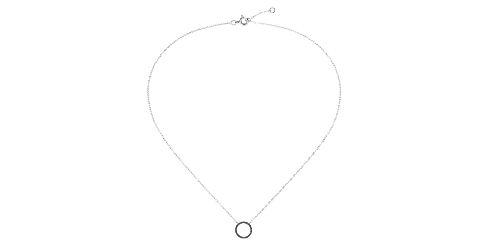 Náhrdelník s čiernymi a bielymi diamantmi Little Circle