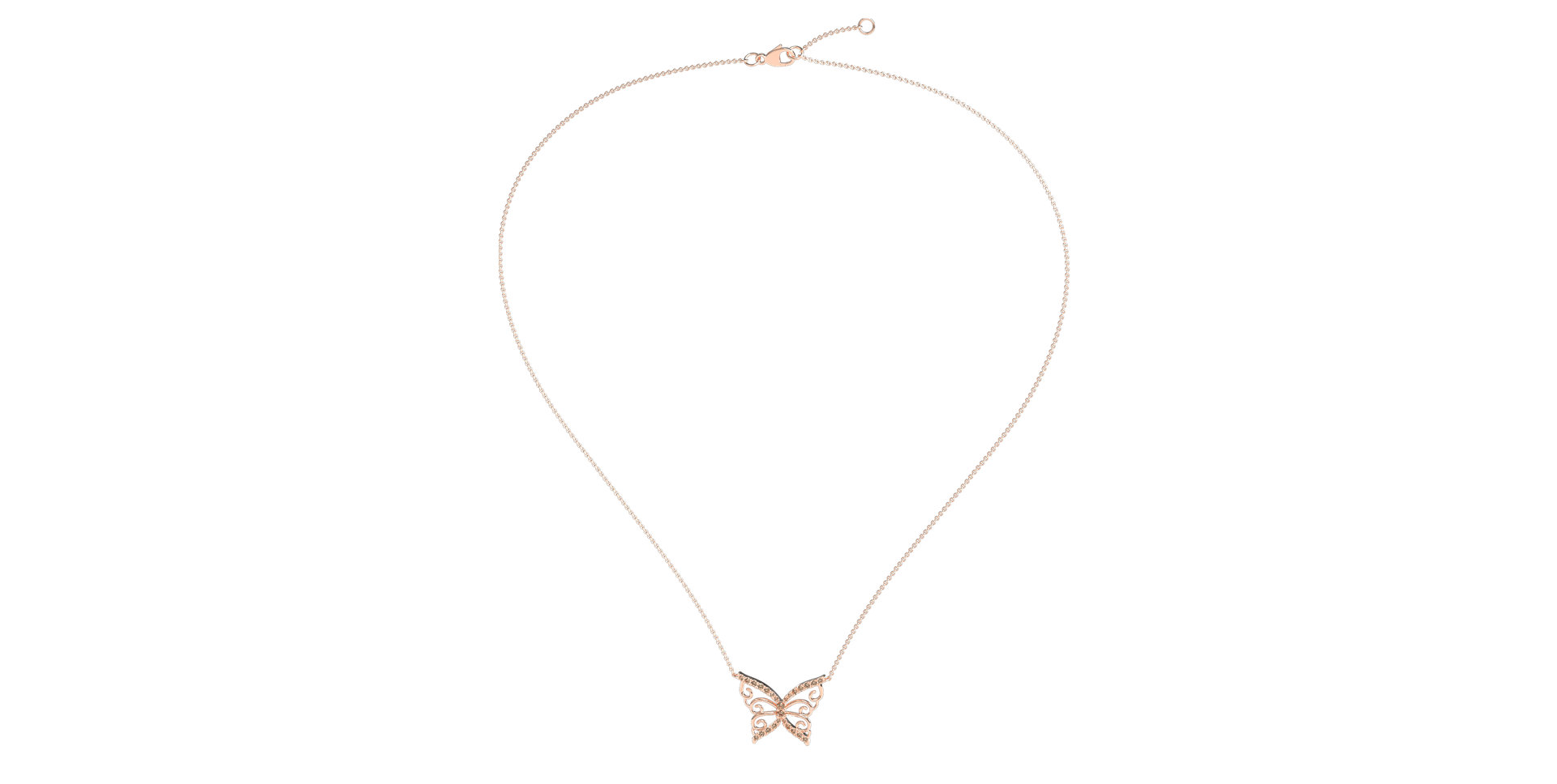 Náhrdelník s hnedými a bielymi diamantmi Butterfly