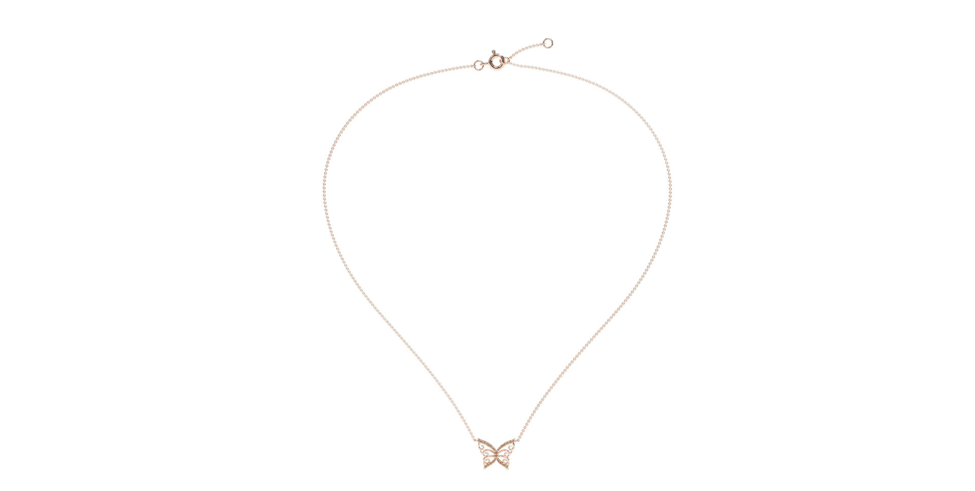 Náhrdelník s hnedými a bielymi diamantmi Shiny Butterfly