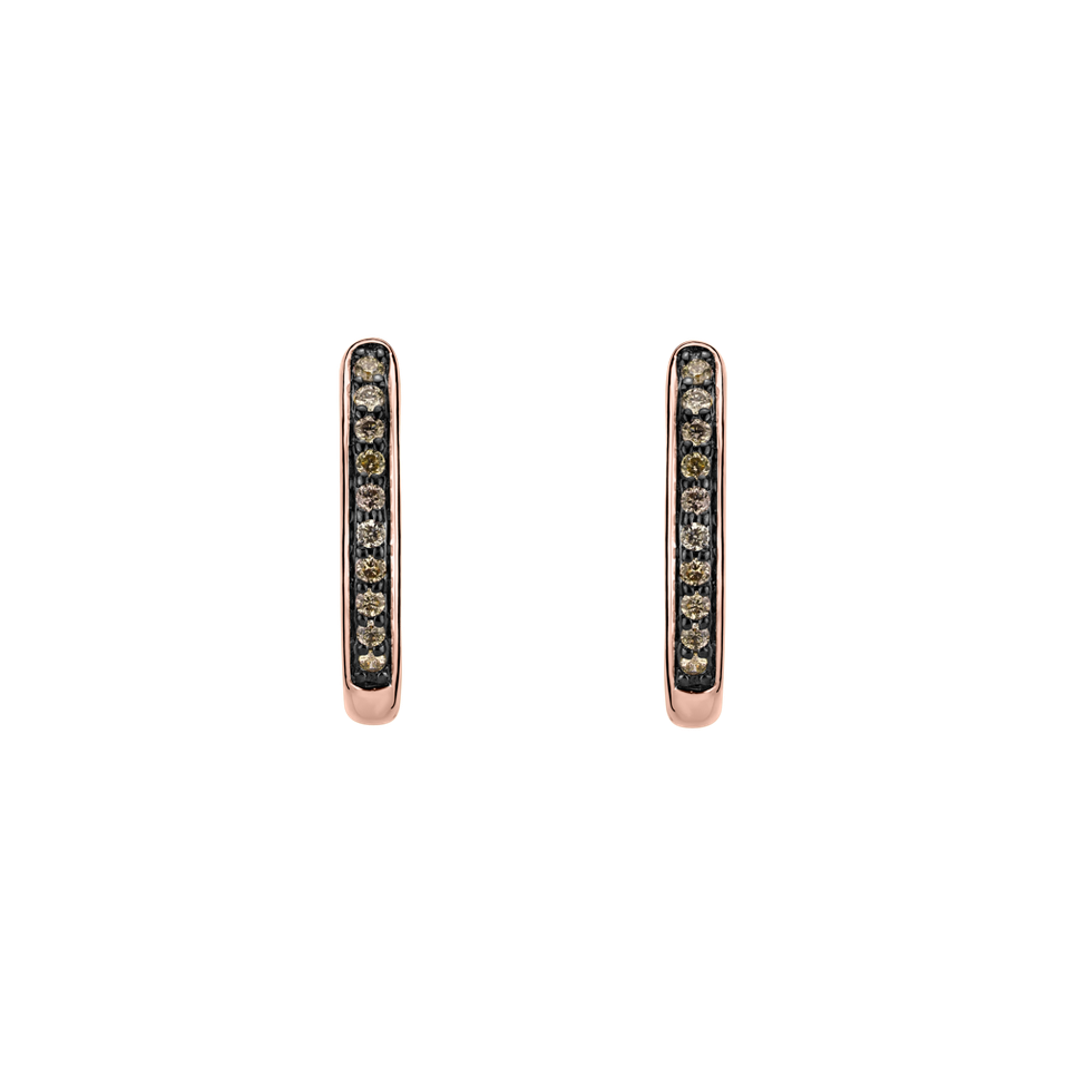 Náušnice s hnedými diamantmi Midnight Loop