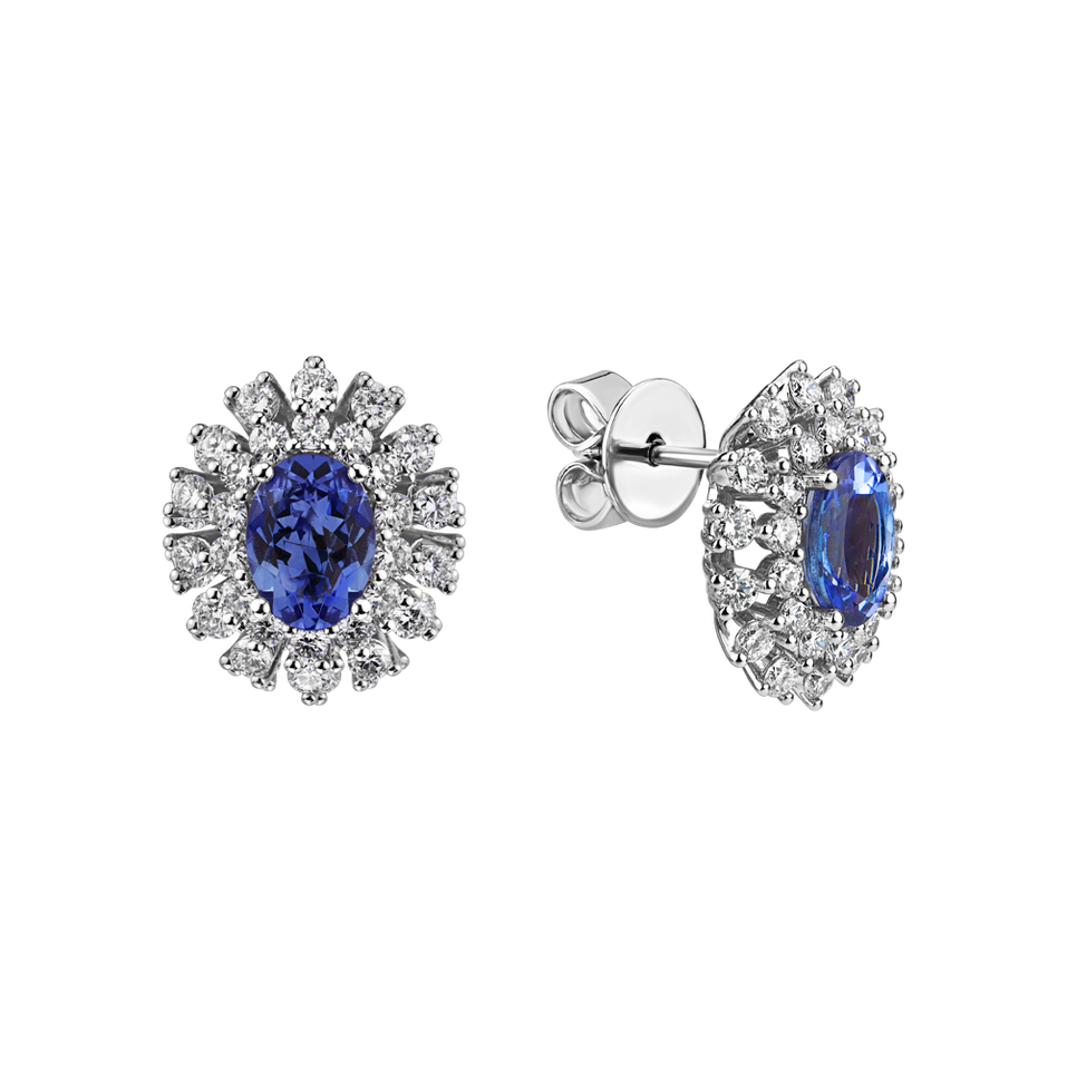 Náušnice s diamantmi a tanzanitom Fairytale Goddess