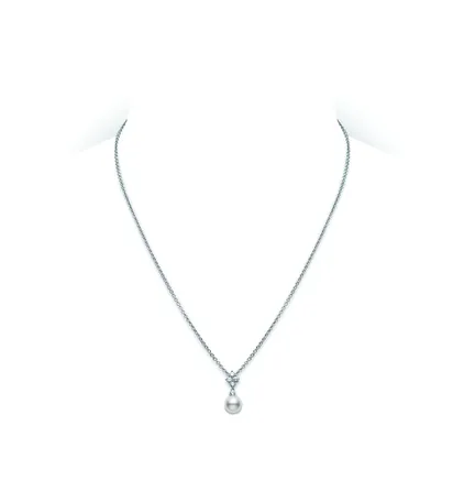 Náhrdelník s diamantmi a perlou Classic Elegance