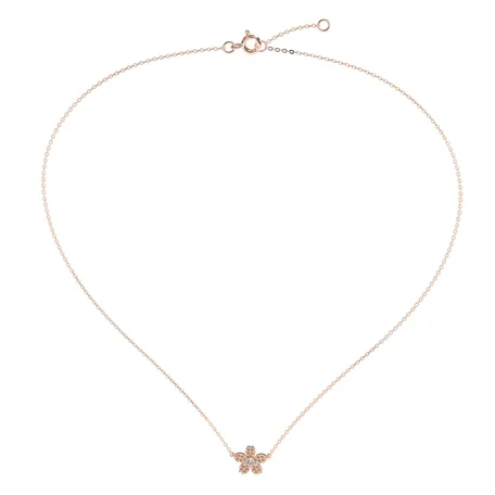 Náhrdelník s hnedými a bielymi diamantmi Flower