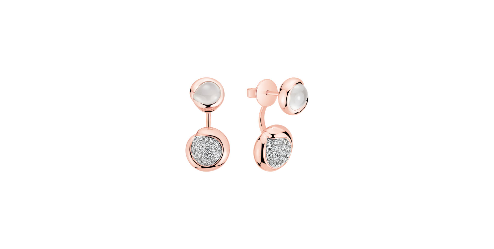 Náušnice s diamantmi a mesačným kameňom Charming Vesper