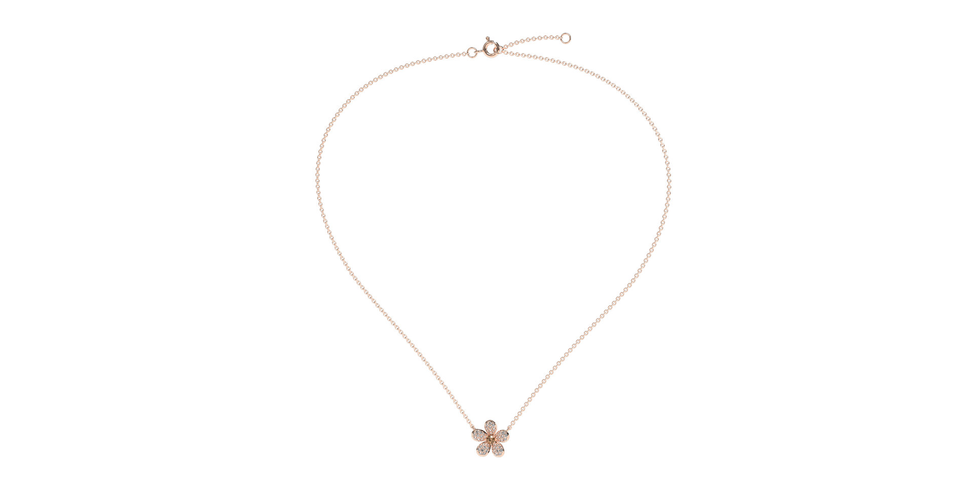 Náhrdelník s hnedými a bielymi diamantmi Flower