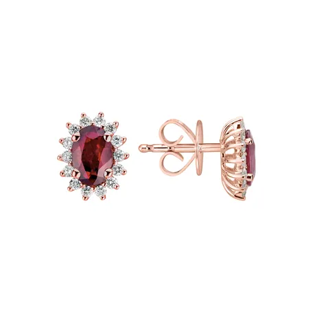 Náušnice s rubínom a diamantmi Princess Sparkle