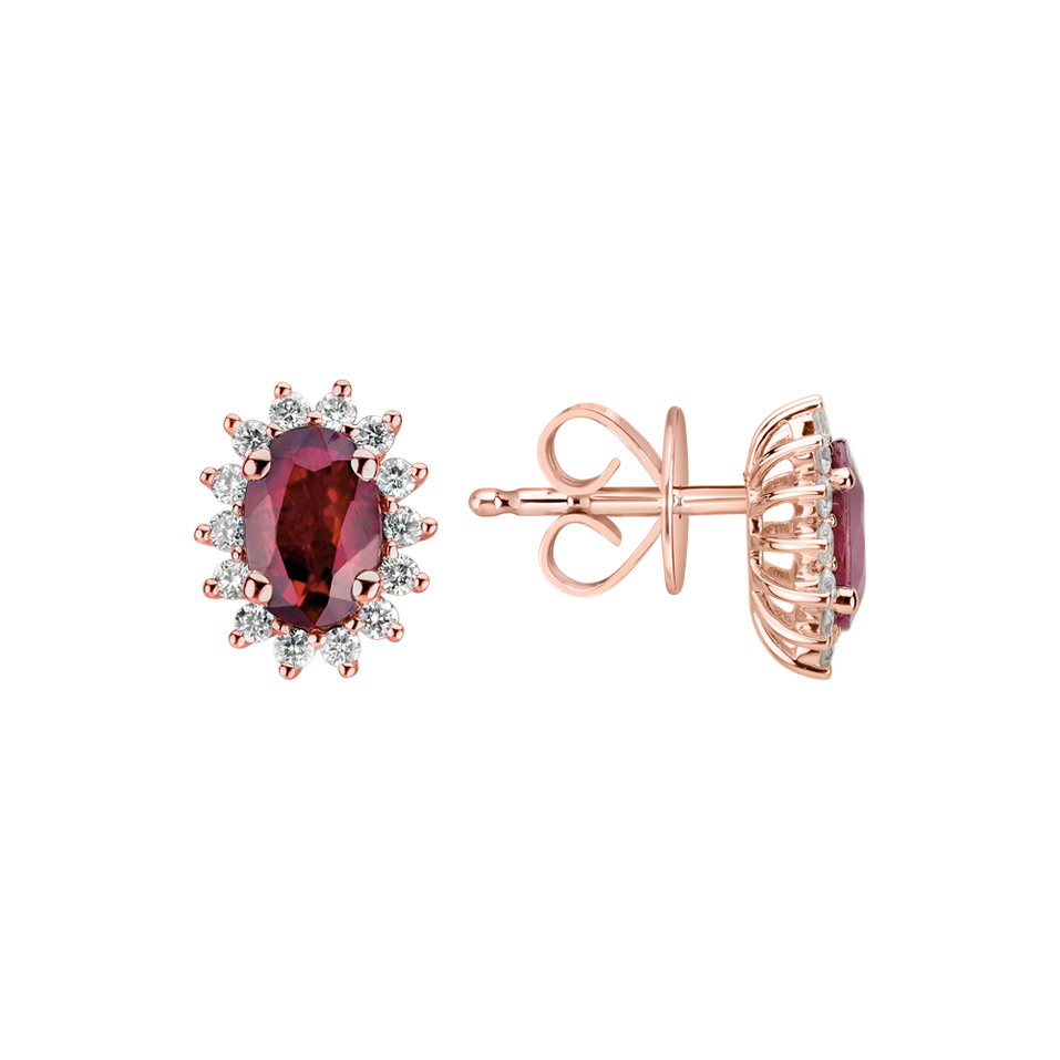 Náušnice s rubínom a diamantmi Princess Sparkle
