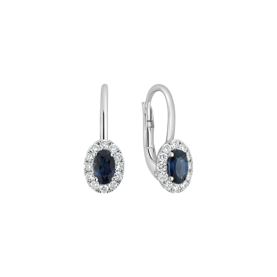 Náušnice s diamantmi a zafírom Princess