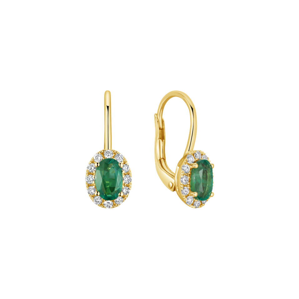Náušnice s diamantmi a smaragdom Princess