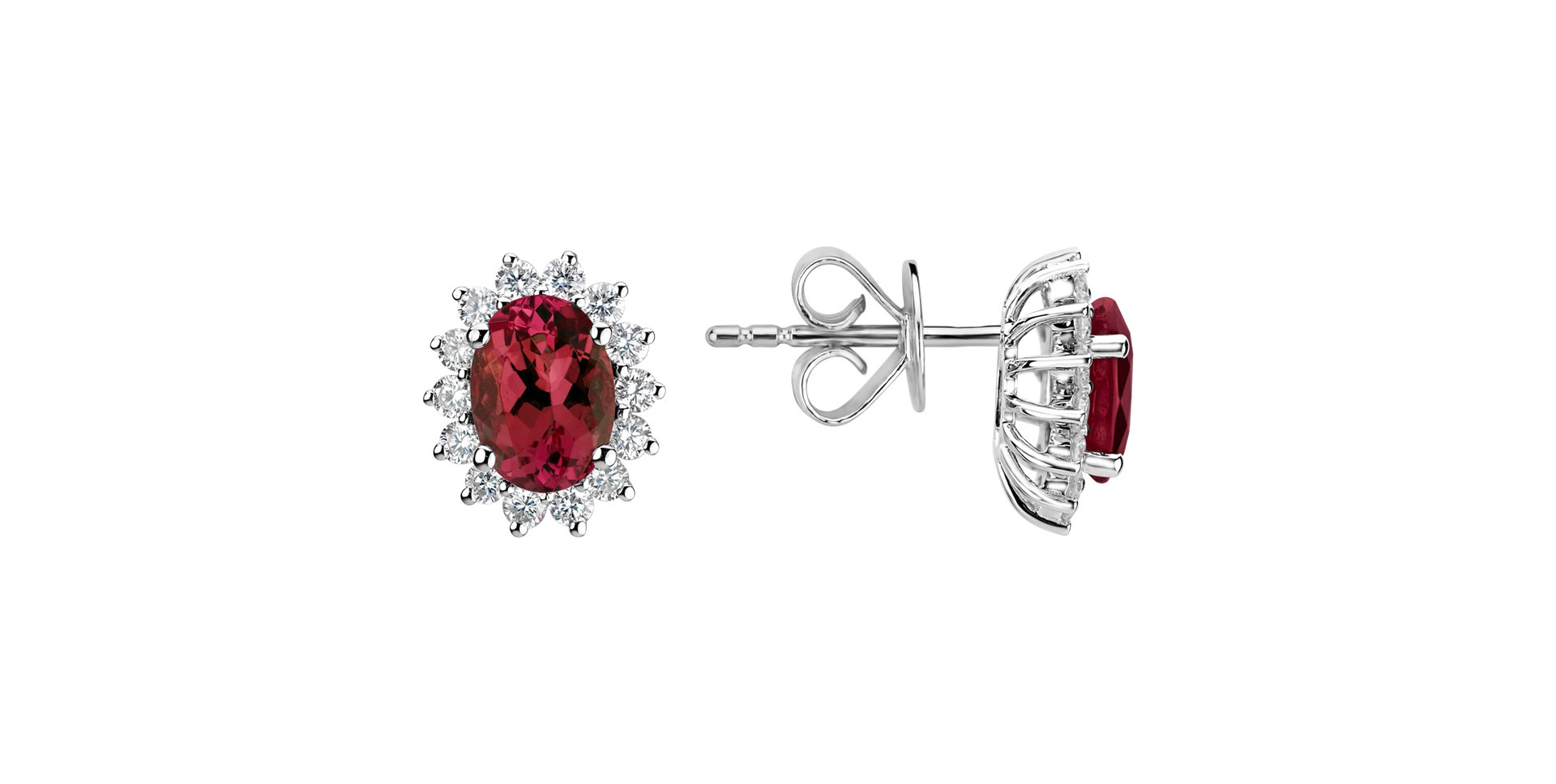 Náušnice s rubínom a diamantmi Princess Sparkle