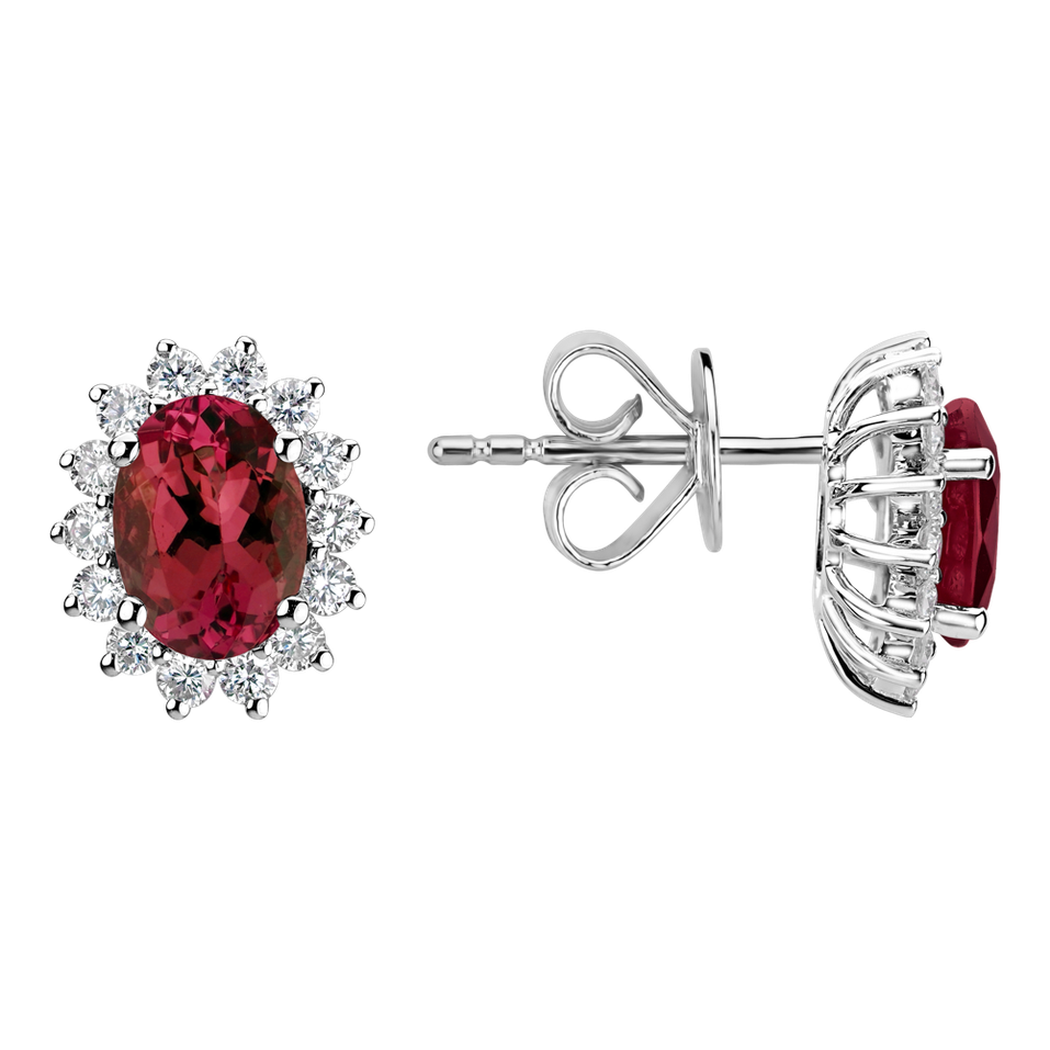 Náušnice s rubínom a diamantmi Princess Sparkle