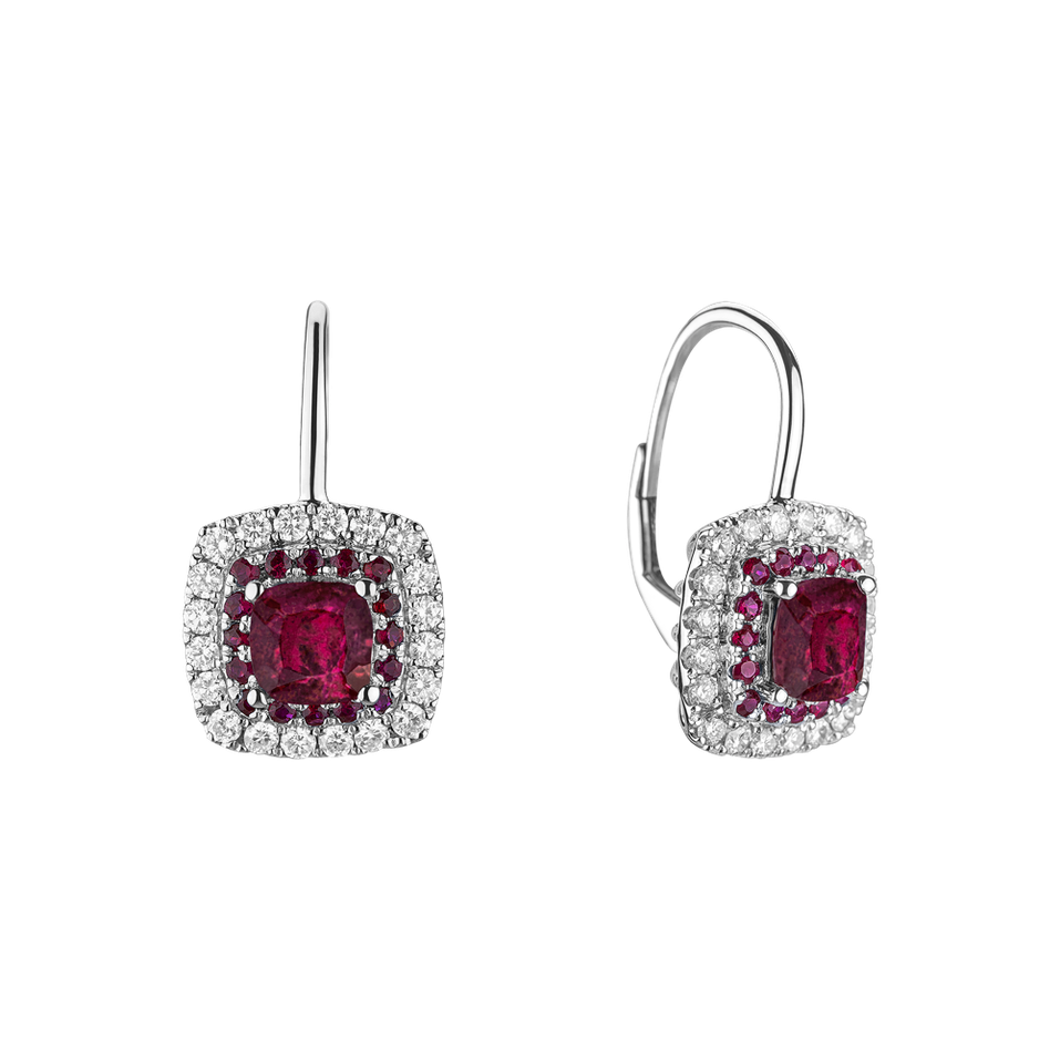Náušnice s rubínom a diamantmi Sparkling Rise
