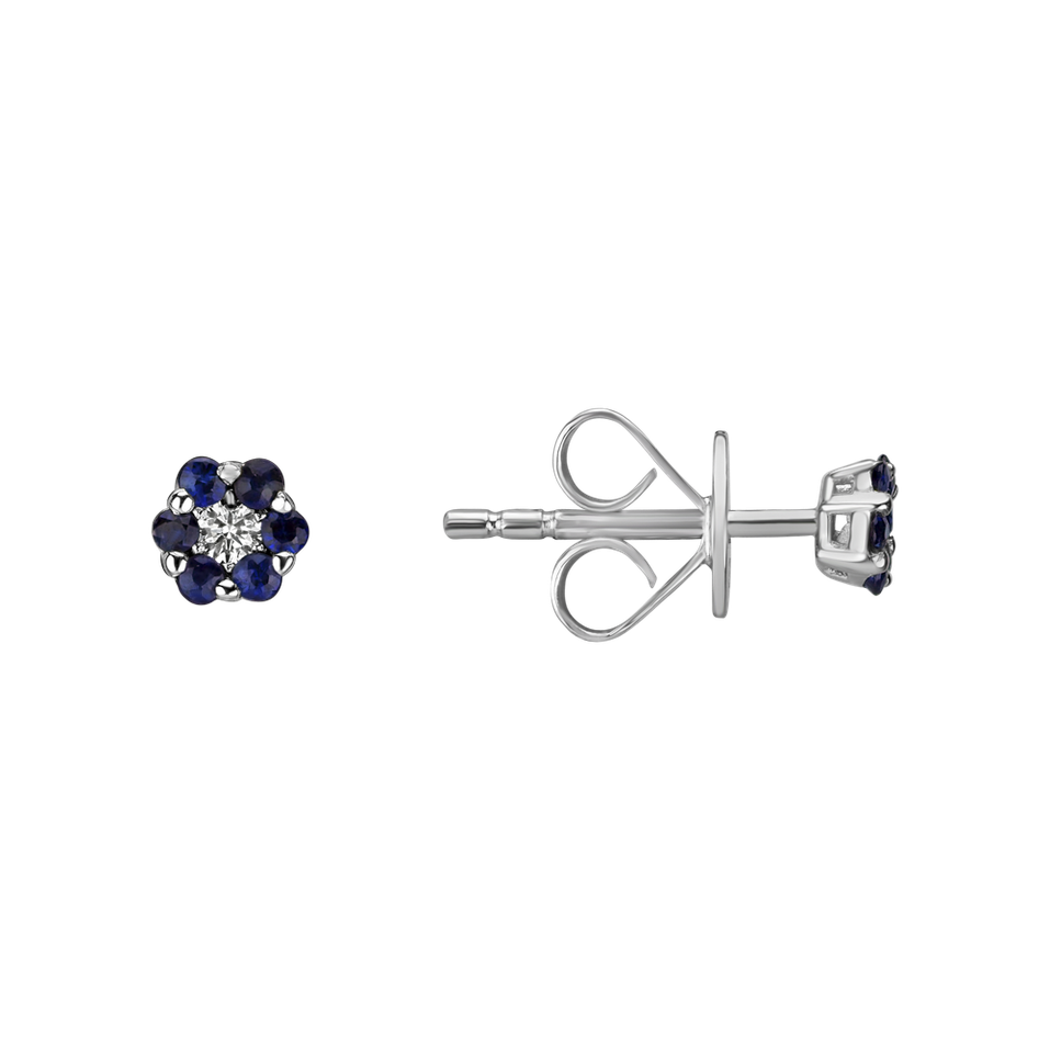 Náušnice s diamantom a zafírmi Shiny Flower