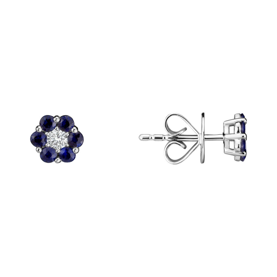 Náušnice s diamantom a zafírmi Shiny Constellation